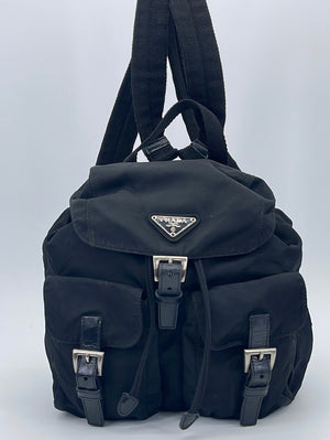 Preloved Prada Black Nylon Backpack 104 040523