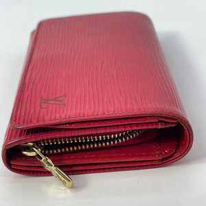 Louis Vuitton Malletier Red Epi Leather Bifold Wallet Card Coin