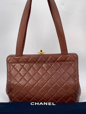 Chanel Vintage CC Charm Tote Quilted Lambskin Large