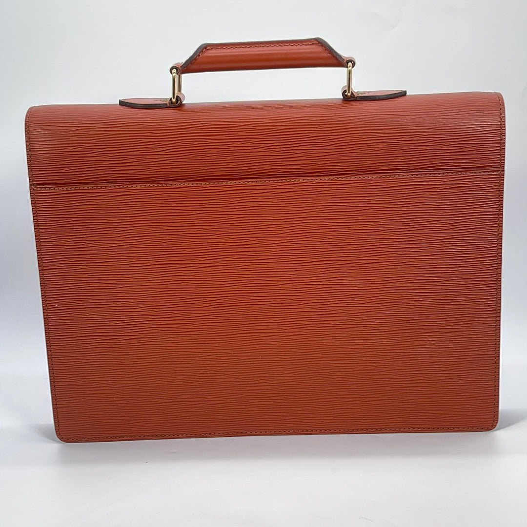 PRELOVED Louis Vuitton Brown Epi Leather Porte Documents Briefcase MI0945 022023 *** Lightening Deal Apr 18 ***
