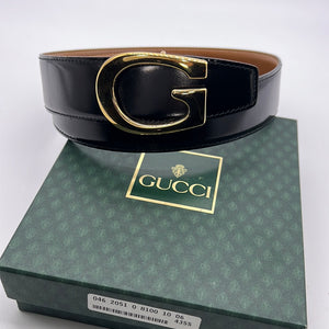 Preloved Gucci Black Leather Belt 70.28.036.1406.0956 012223 LIGHTENING DEAL #3