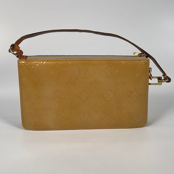 Authentic Louis Vuitton Vernis Lexington Hand Bag Pouch Yellow M91056 LV  9853E