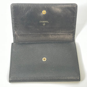 Preloved CHANEL Black Caviar Triifold Wallet 5982310 011323