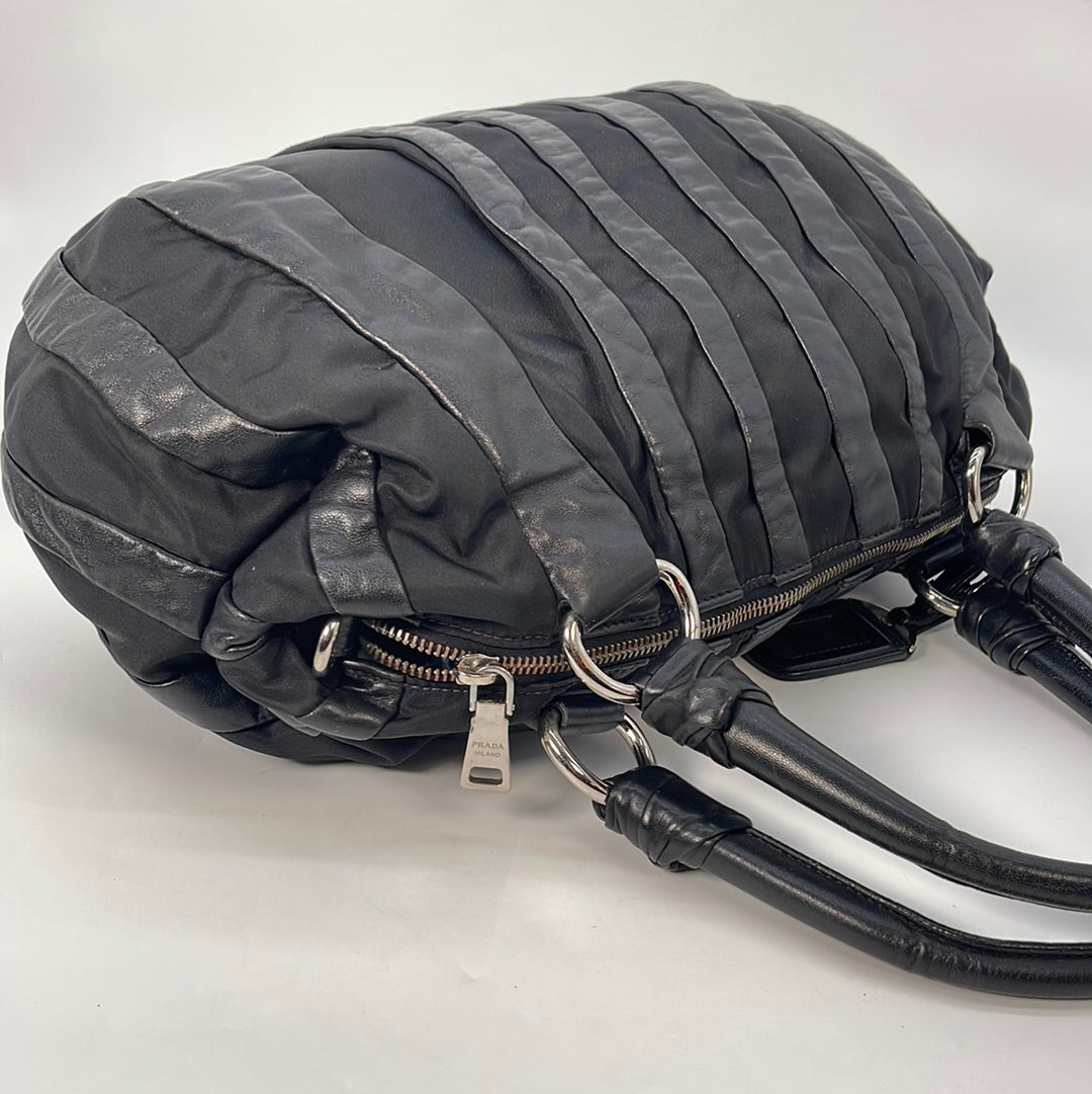 Preloved Prada Black 2 Way Bag Tessuto AND Nappa Leather 113 10 020923
