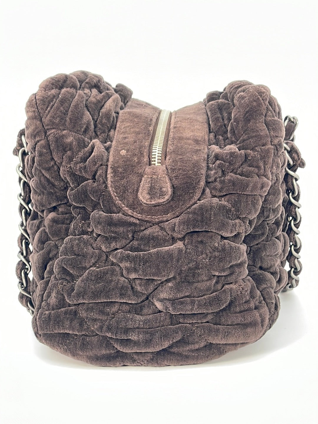 Preloved Chanel CC Brown Velvet Bubble Chain Bag 12902546 032423 *** Lightening Deal Apr 18 ***