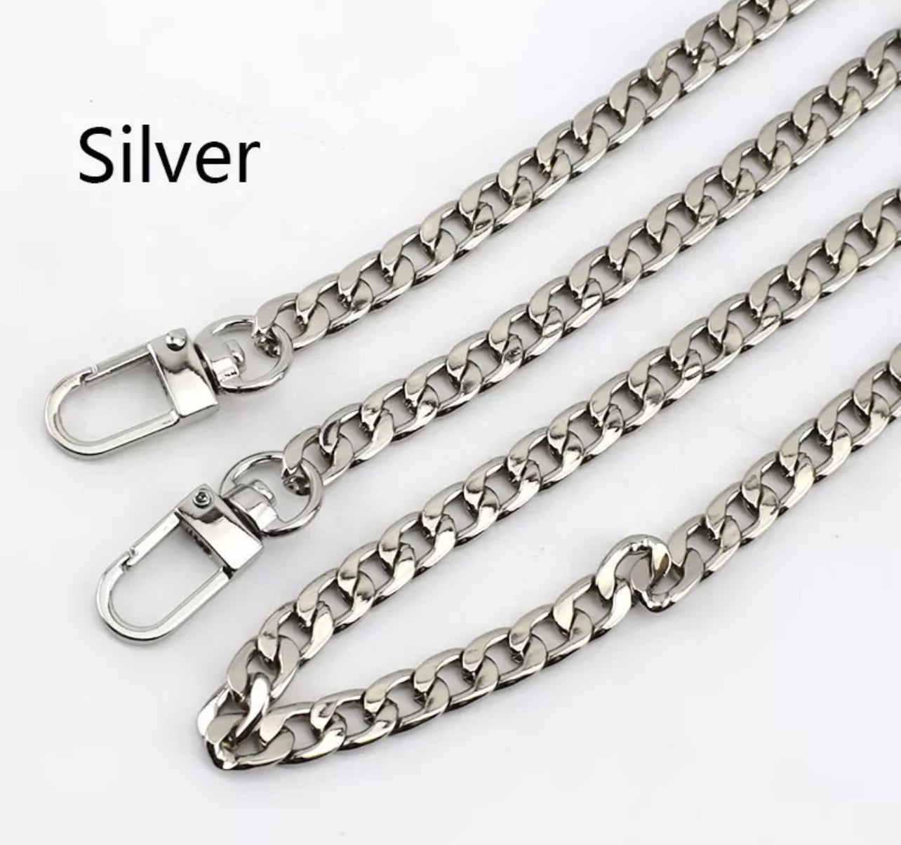 New Metal Purse Chain Straps Short 23.75 and Long 47 - Various Lengths 23.5” Silver Chain Strap Length Short