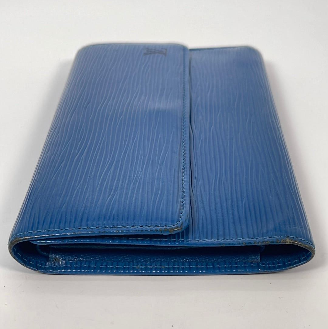 Used louis vuitton blue epi leather w/ insert wallet
