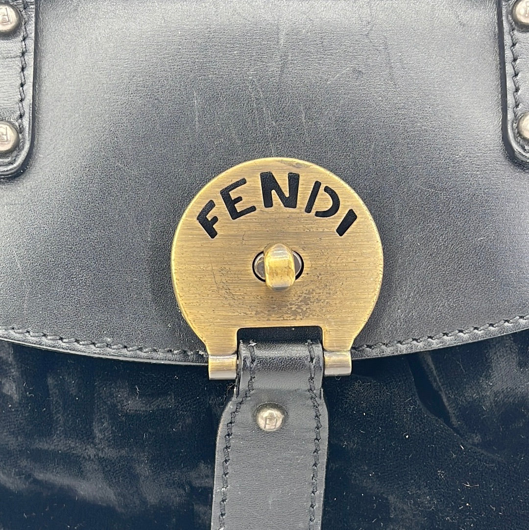 Preloved FENDI Black Suede and Leather Magic Bag 25798BN143XDE079 040723. *** LIGHTENING DEAL ***