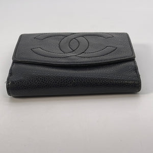 PRELOVED CHANEL CC Logo Black Caviar Skin Bifold Wallet 4658113 021023