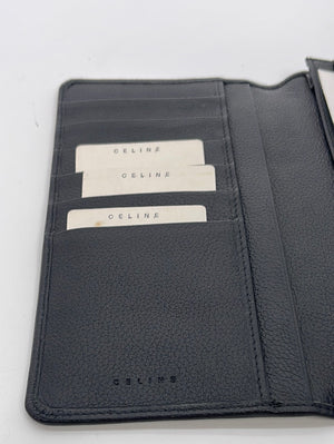 Preloved Celine Black Leather Checkbook Wallet M/99/2 022223 *** Lightening Deal  ***