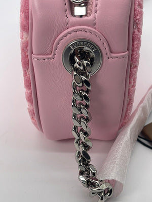NEW BURBERRY Pink Leather And Terry Cloth Lola Mini Crossbody Camera Bag ITPELMAG8526PRA 032123 - $700 OFF