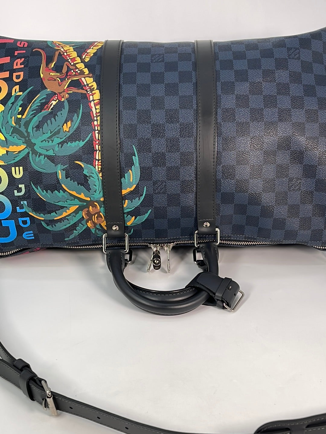 Authentic Louis Vuitton Keepall 45 Bando in Damier Graphite #0240153