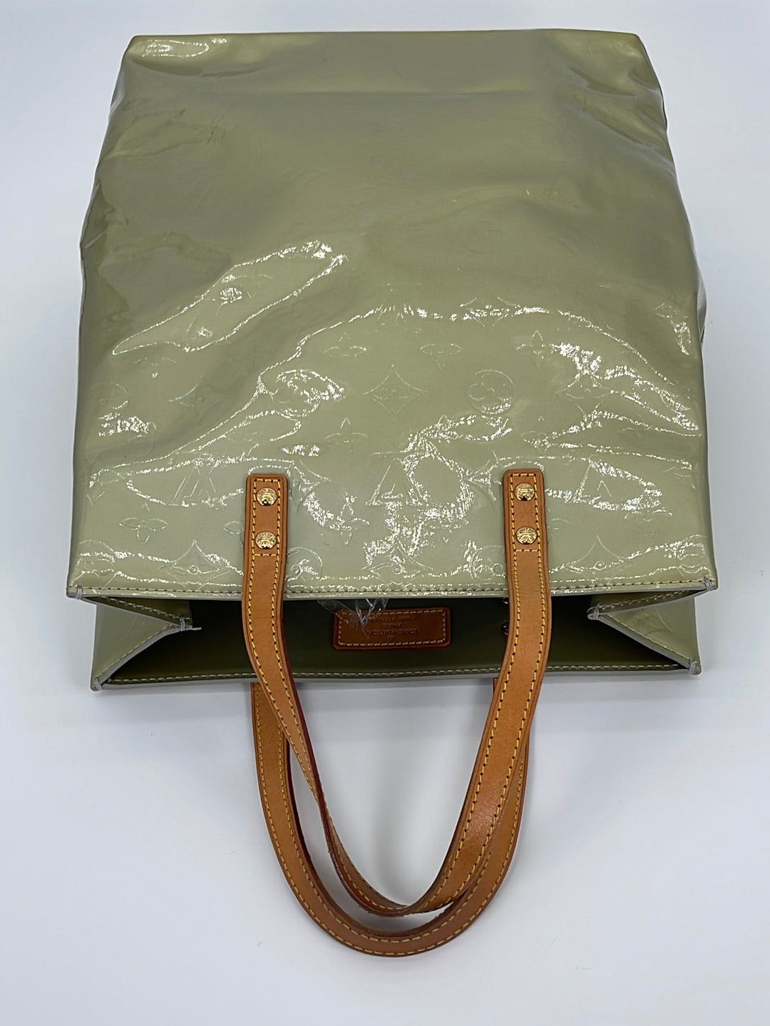 Vintage Louis Vuitton Light Green Monogram Vernis Reade MM Tote Bag TH0071 031023