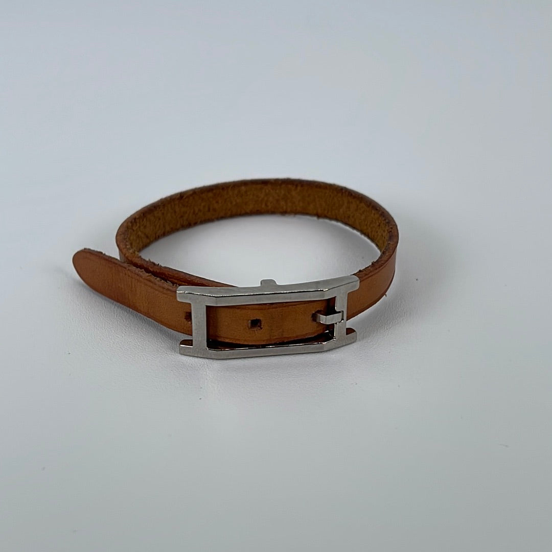 PRELOVED HERMES Adjustable Behapi Tan Leather Bracelet 031023