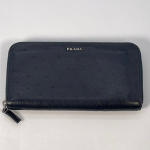 Prada Bifold Compact Wallet Purse in Apple Green Ostrich Leather
