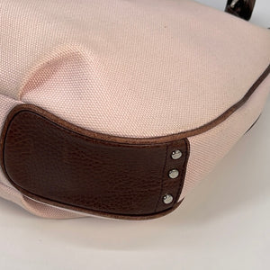 Preloved Burberry Pink Canvas with Brown Leather Medium Hobo Shoulder Bag ZA492-390-12 013023