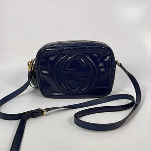 Preloved Gucci Blue Patent Leather Soho Disco Crossbody Bag 308364498879 3G76R6k