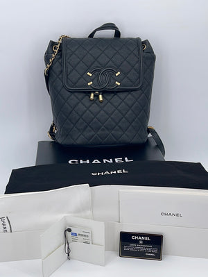 Chanel Vintage Briefcase In Beige Caviar Leather, Ghw