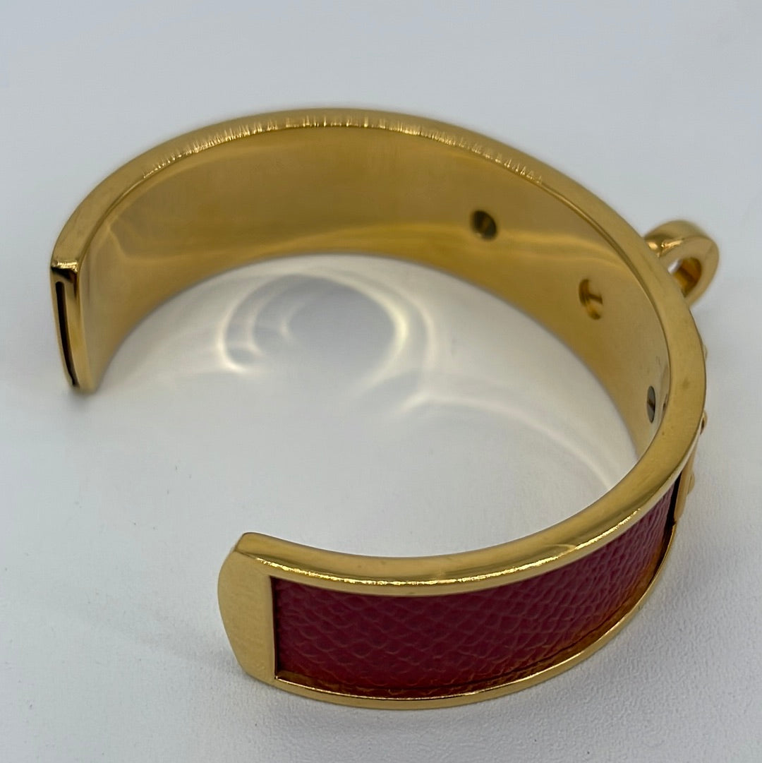 PRELOVED HERMES Red and Gold Kelly Cuff Bracelet 283  040323