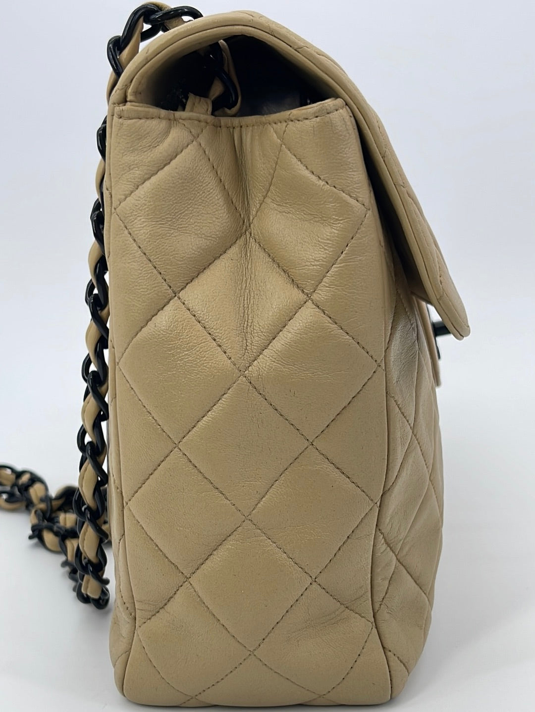 CHANEL Beige Quilted Lambskin Vintage Mini Classic Single Flap Bag