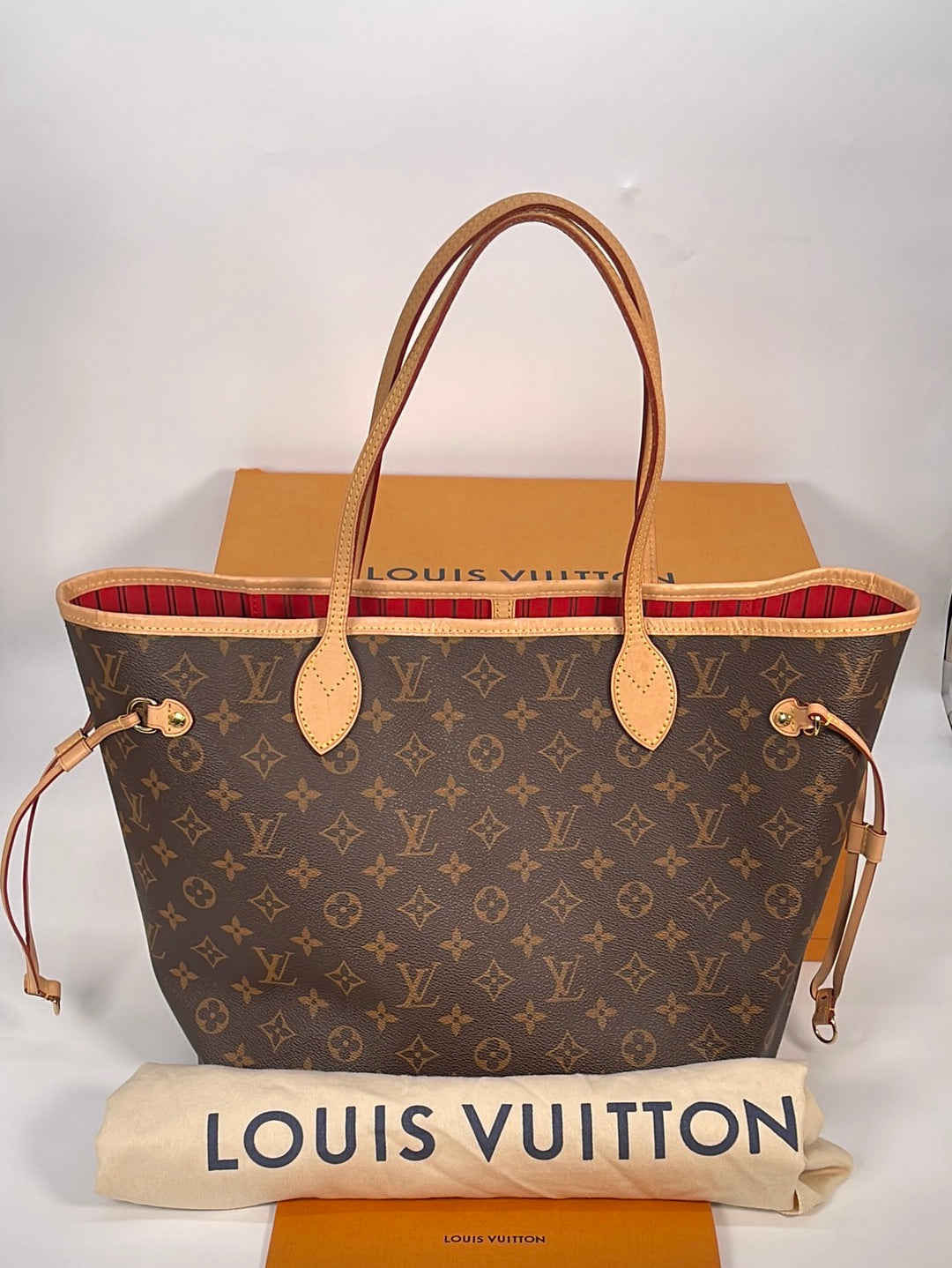 Louis+Vuitton+Neverfull+Tote+MM+Pink%2FRed%2FWhite+Canvas for sale online
