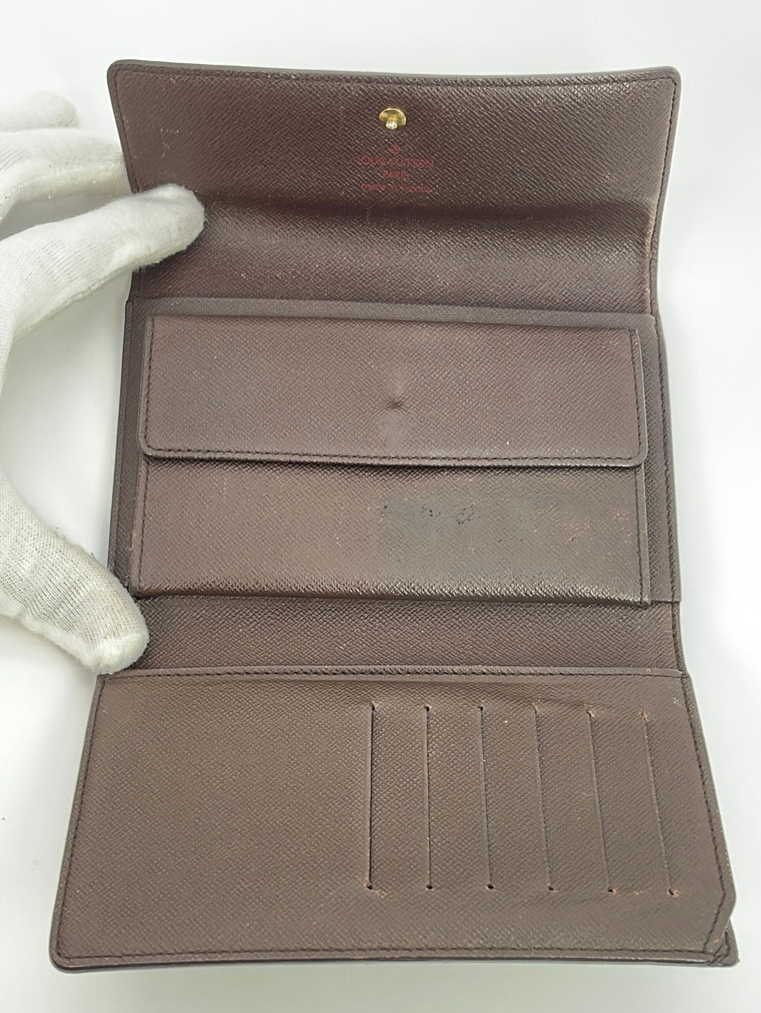 Louis Vuitton, Bags, Rare Vtg Worn Lv Tri Fold Wallet Damier Ebene  Vintage Old Worn Used Authentic