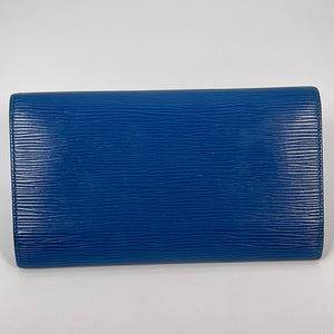 Auth LOUIS VUITTON Blue Epi Leather Long Wallet Purse Used CA0938