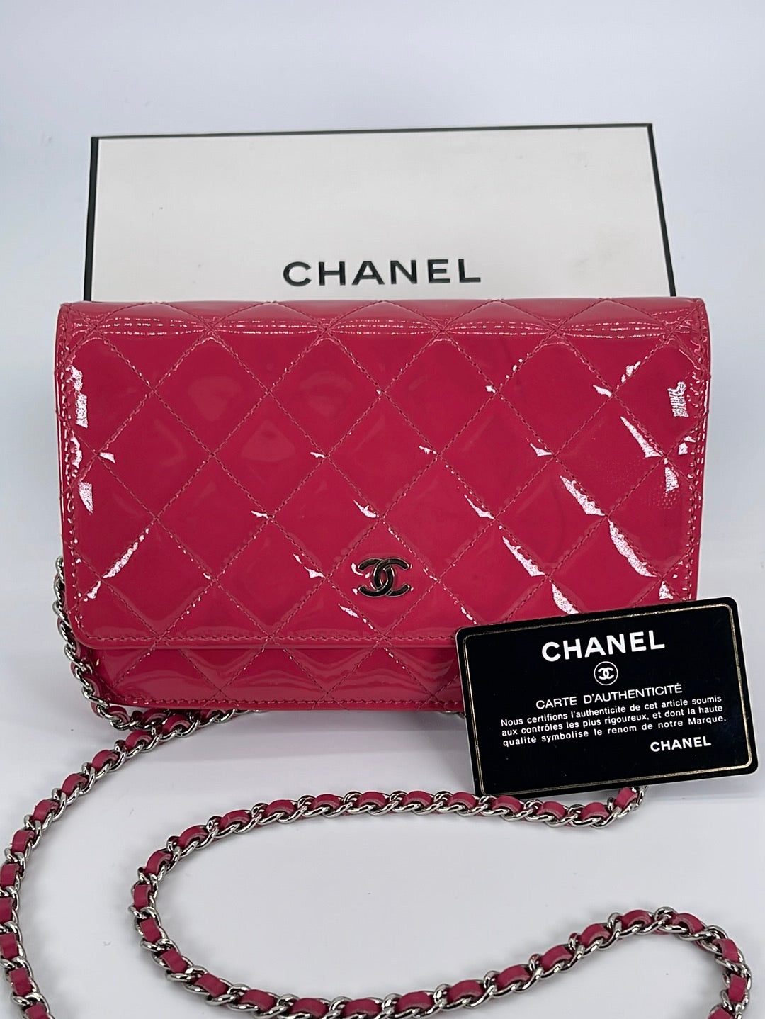 Preloved Chanel Pink Quilted Patent Leather Wallet on Chain 19417736 0 –  KimmieBBags LLC