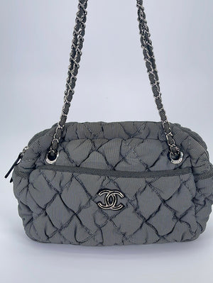 Preloved Chanel CC Gray Blue Nylon Bubble Chain Bag E2300399 030823 –  KimmieBBags LLC