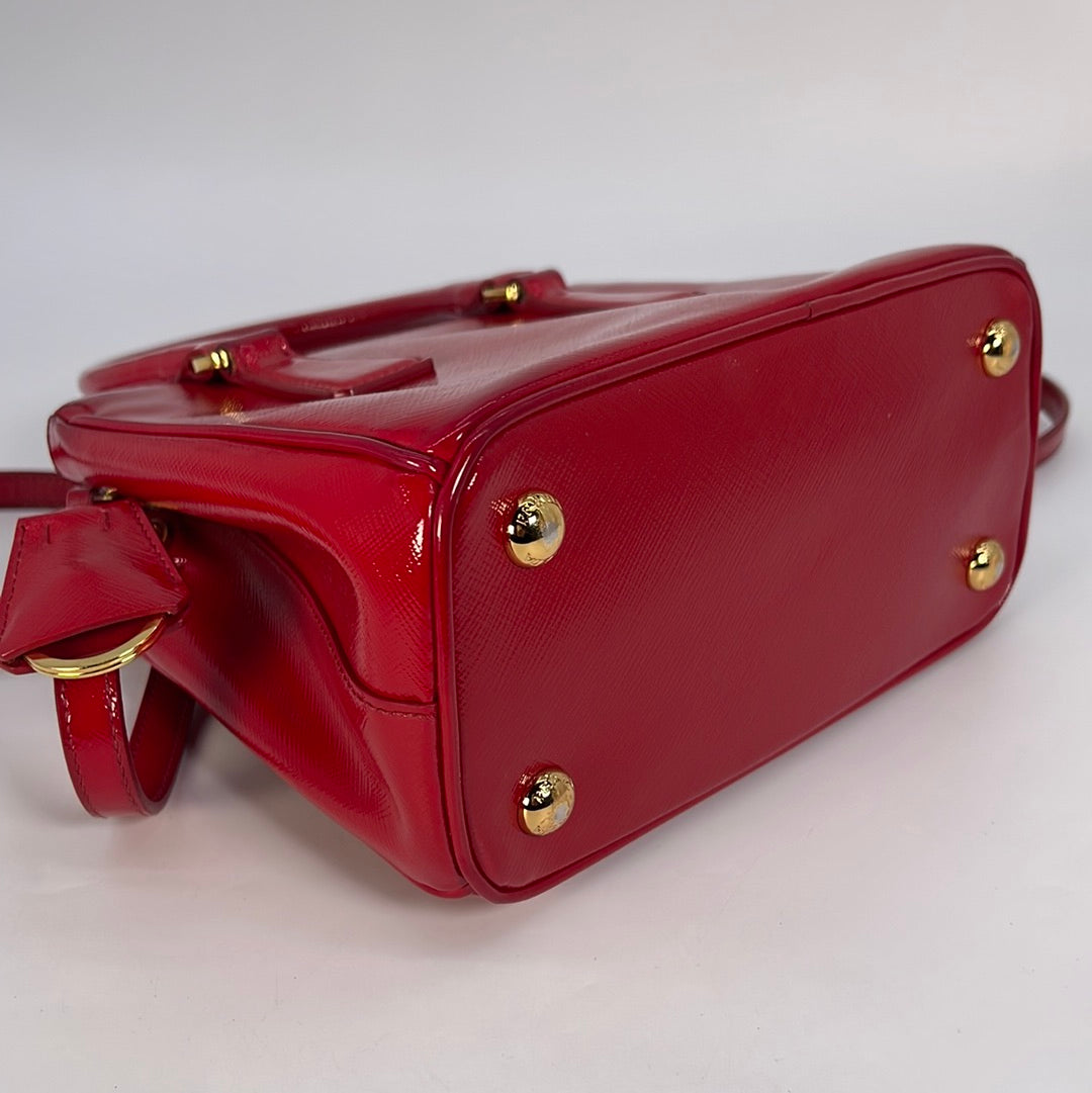 Preloved Prada Red Saffiano Leather Double Zip Lux Mini Tote Bag 239 012423
