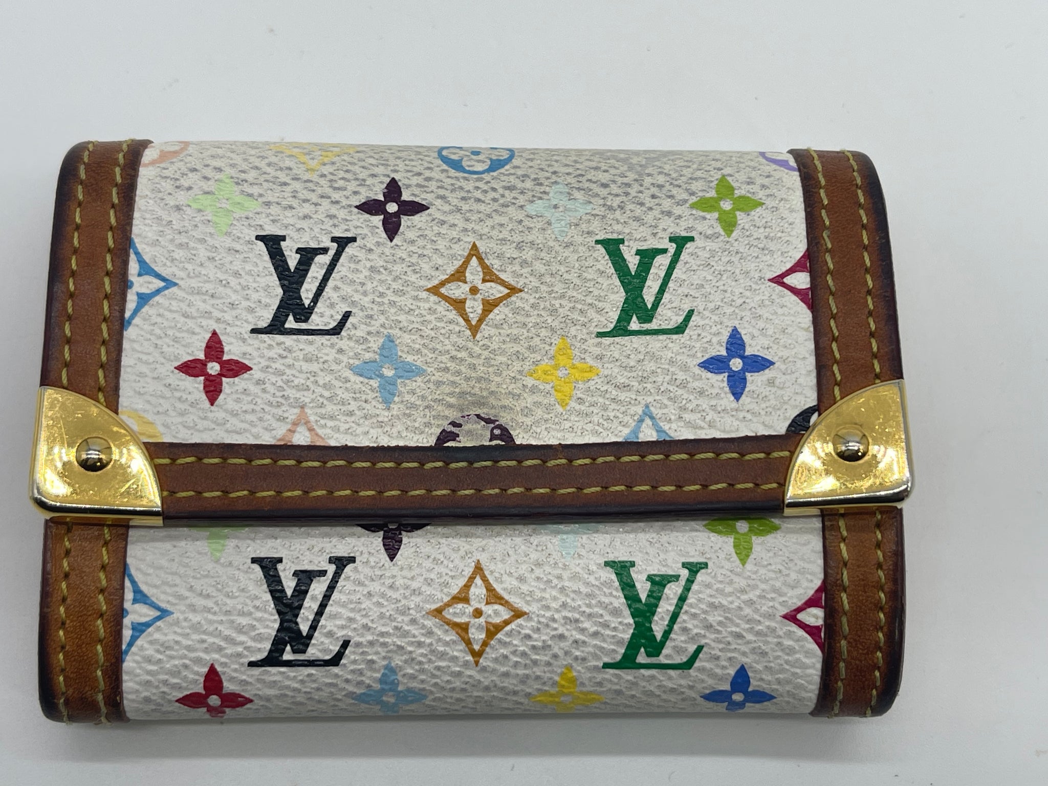 Louis Vuitton White Monogram Multicolore Visite Business Card Holder -  Yoogi's Closet