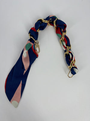 DEAL OF THE NIGHT - 032123 LIVE SHOW - BLUE / RED PRINT SCARF CHAIN 12"