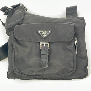Preloved Prada Sling Nylon Black Messenger Bag Tessuto Medium 165 0116 –  KimmieBBags LLC