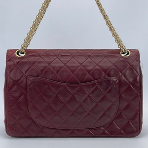 Chanel red lambskin medium double flap handbag