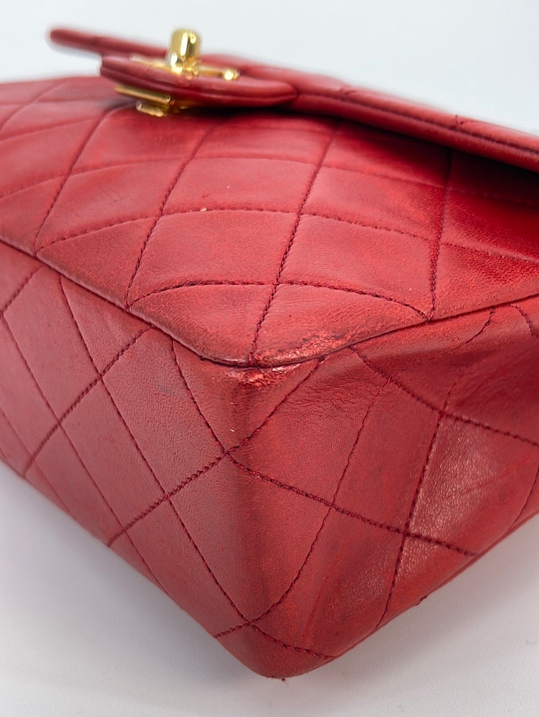 Vintage Rare CHANEL Red Lambskin Small Single Flap Square Bag 1279188 040123 *** LIVE SALE *** - $1380 OFF