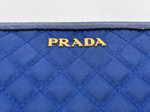 Preloved Prada Quilted Tessuto Blue Zipper Wallet 224 091722
