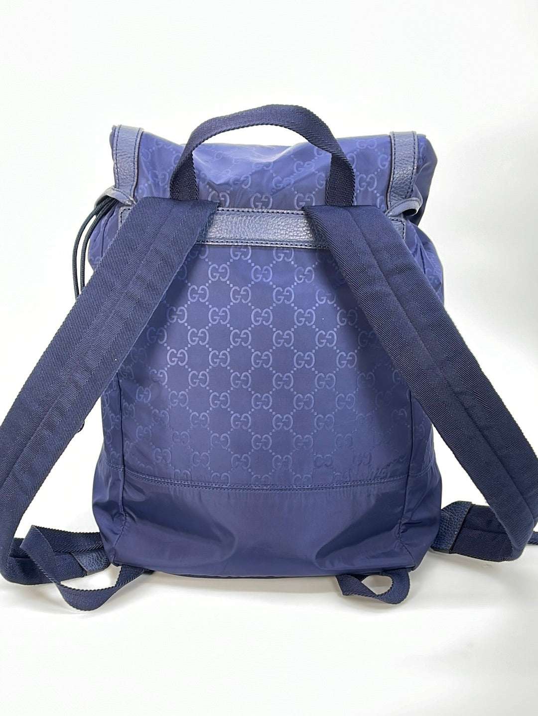 Preloved GUCCI Blue Nylon GG Canvas Large Light Double Buckle Backpack 510336498879 030223