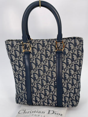 Preloved Christian Dior Navy Blue Monogram Trotter Tote Bag BOB0091 040123. *** LIVE SALE ***