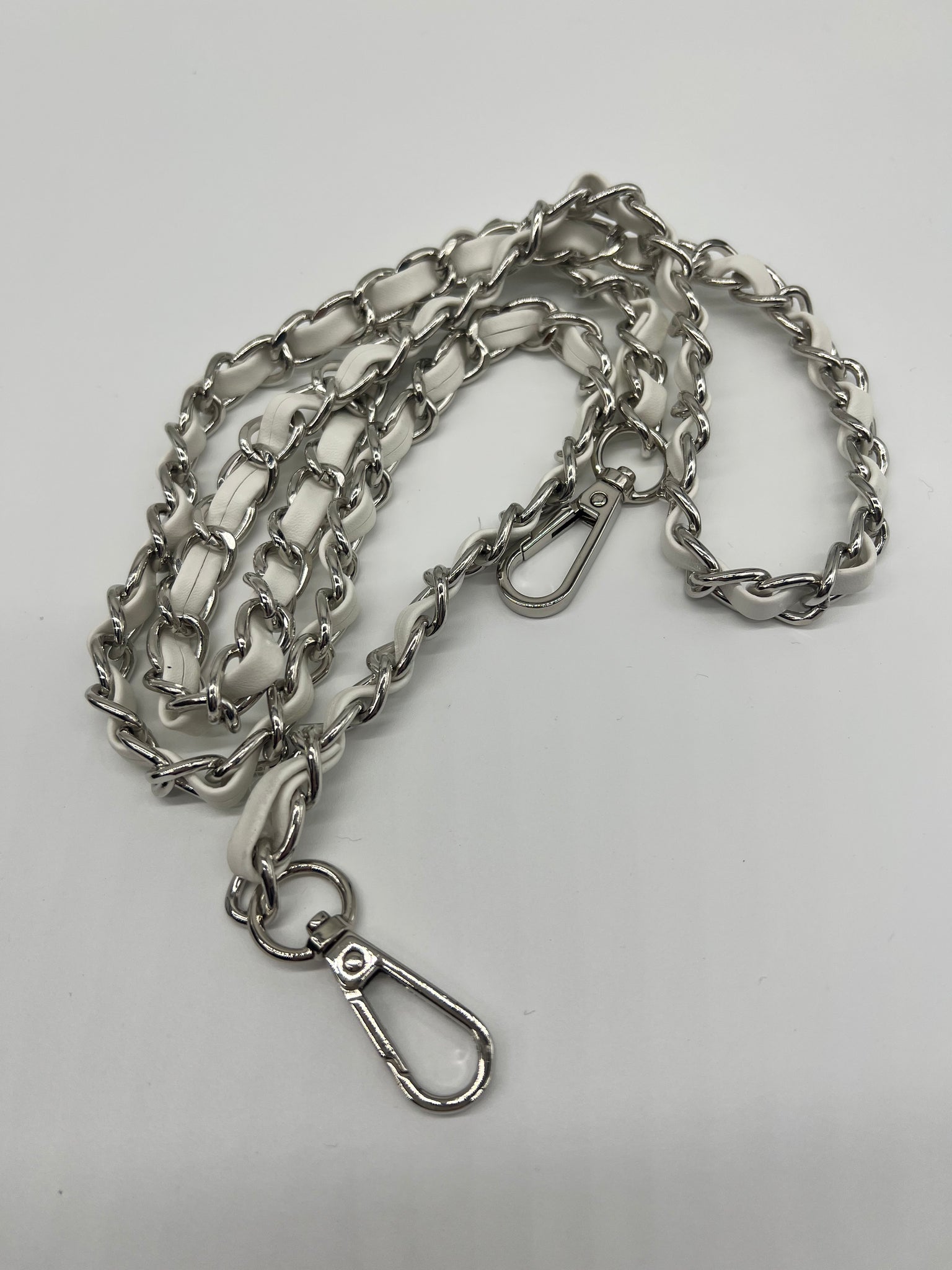 NEW Silver Metal and  Leather Purse Chain Straps
