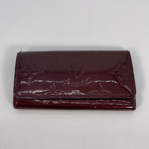 Authintic Louis Vuitton Key Pouch Brown Monogram VERNIS Leather