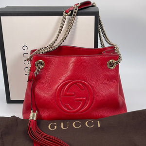 Preloved Gucci Soho Red Leather Chain Strap Small Shoulder Bag 387043498879 030523