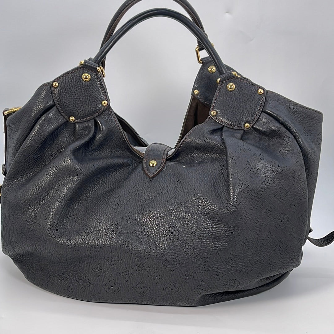 PRELOVED Louis Vuitton XL Hobo Black Mahina Leather Shoulder Bag TH2008 022023