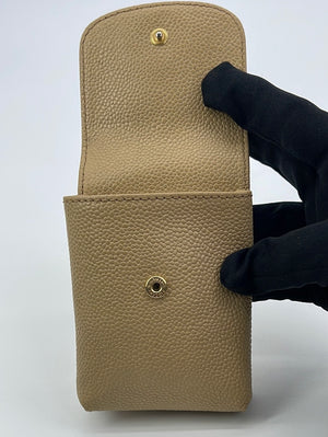 CHANEL Cigarette Case Caviar Skin Beige CC Auth bs4712