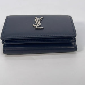 Preloved Saint Laurent Black Leather Compact Bifold Wallet GBL5299761018 022223