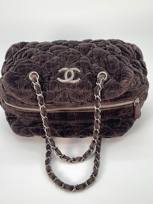 Preloved Chanel CC Brown Velvet Bubble Chain Bag 12902546 032423 *** Lightening Deal Apr 18 ***