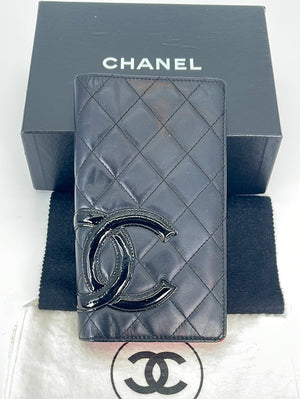 Preloved Chanel Cambon Bifold Quilted Long Wallet with pink