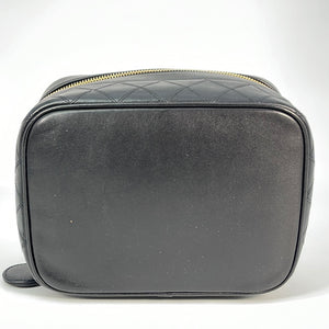 Vintage Chanel Black Quilted Caviar Leather Vanity Case K6VVCTK 011123