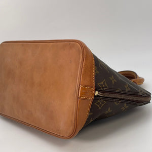 LOUIS VUITTON LV Monogram Canvas Leather Trim Alma Hand Bag VI0963 Good