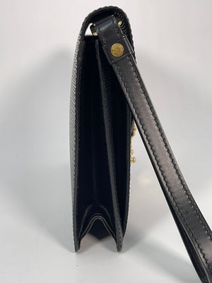 Vintage Louis Vuitton Pochette Sellier Dragonne Epi Black Leather Clutch VI0959 012323