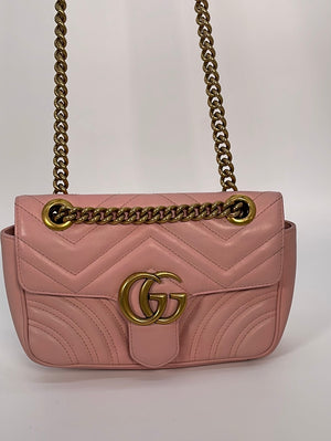Gucci Pink Quilted Leather Marmont Mini Matelasse Shoulder Bag